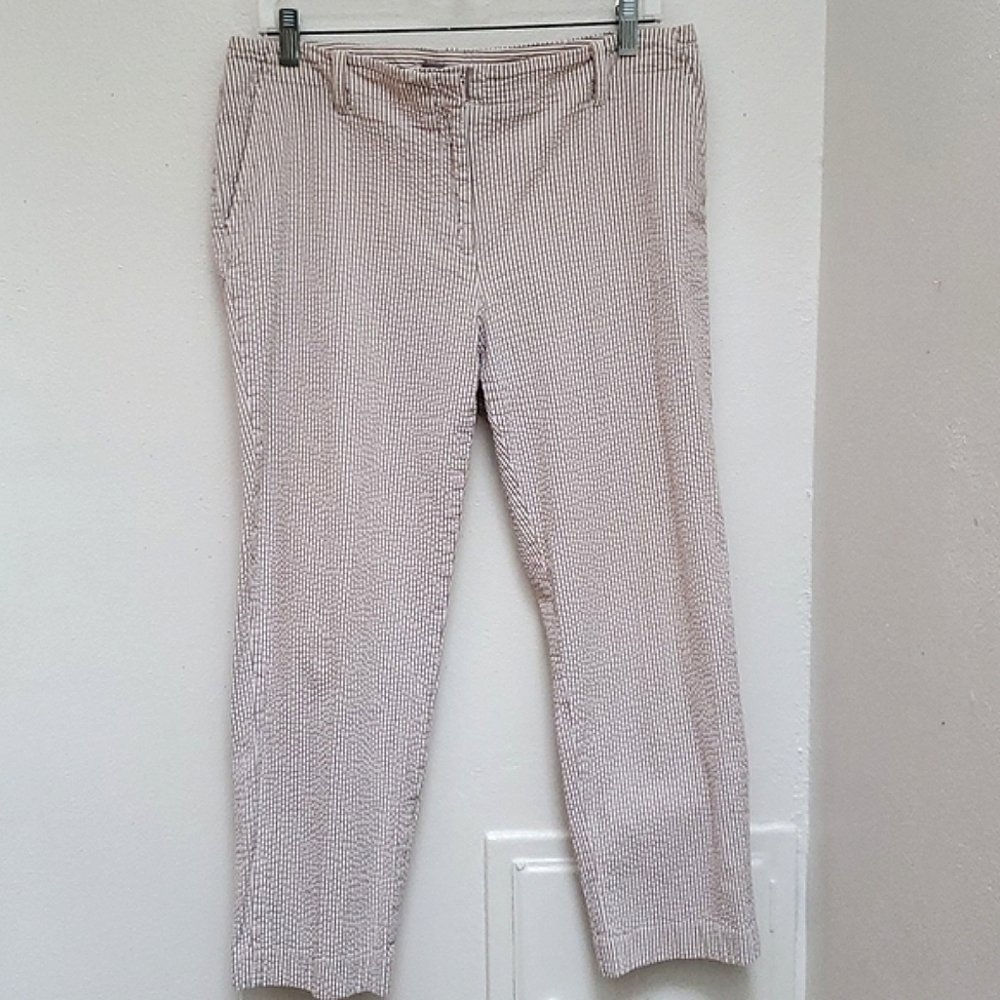 Seersucker Classics White & Tan Summer Pants Size 12, by Liz Claiborne